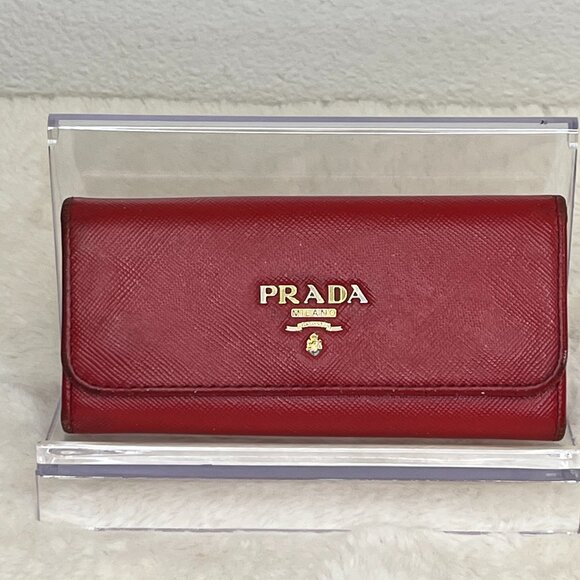 Prada Red Saffiano Leather 6-Key Holder - Picture 1 of 12
